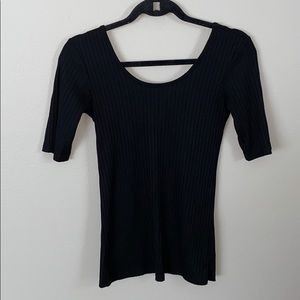 Ribbed Black Scoop Neck Shirt